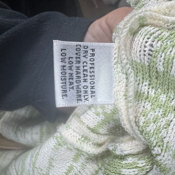 St. John Collection Green Knit Tweed Blazer Jacket Fringe Hem Single Clasp Sz 8 - Picture 9 of 12